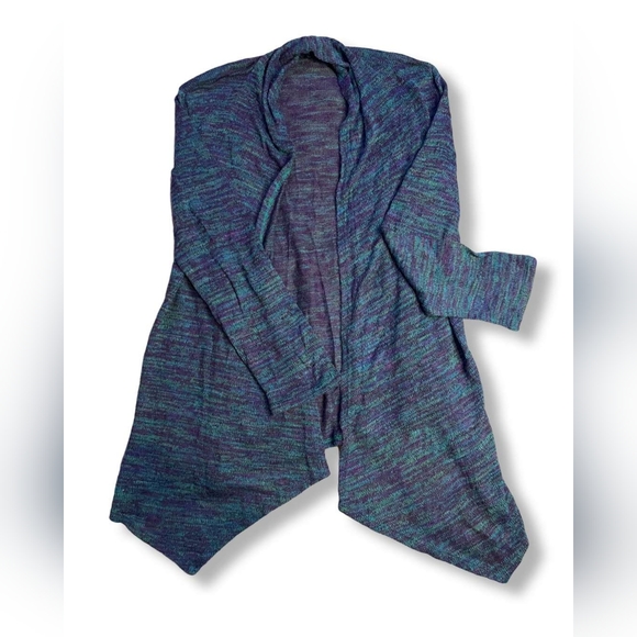 Cal Style Teal/Purple LightWeight Pointed Trim Cardigan, Size XL - Picture 4 of 6